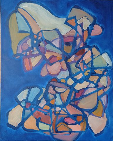 Acrylic figurative artwork centred on the head and neck, highlighting emotional expression.