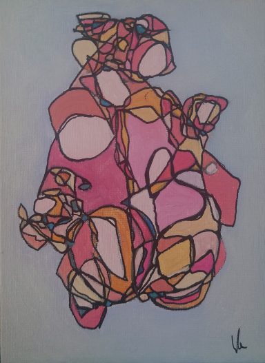 Expressive figure in a seated pose.